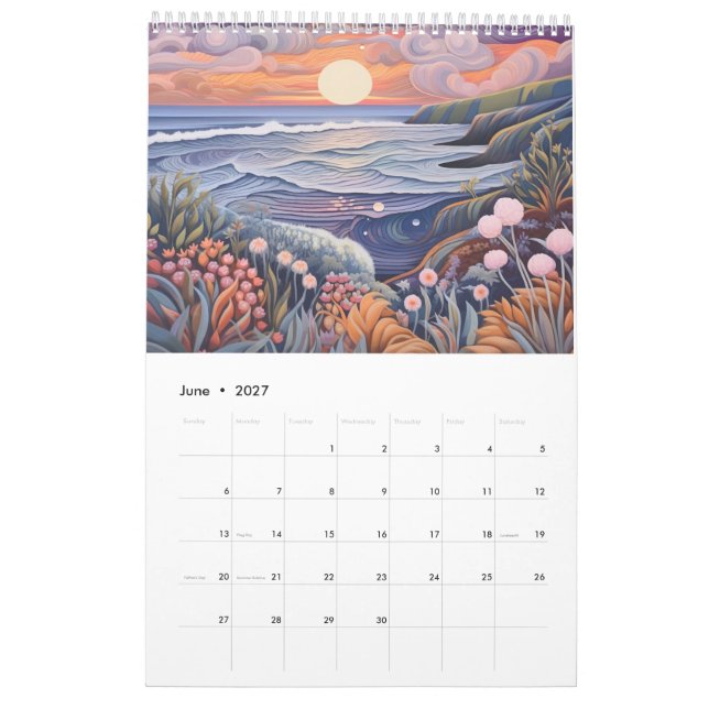 Calendrier Plage balnéaire de Whimstel Pastel (Jun 2027)