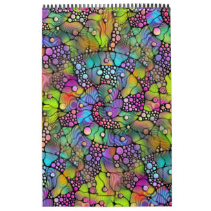 Calendrier Points colorés Spirales Peinture à la main 1