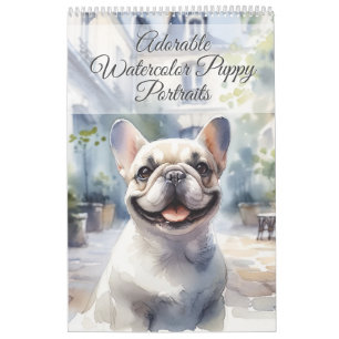Calendrier Portraits de chiens aquarelles adorables (12 mois)