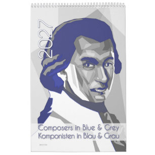 Calendrier Portraits de compositeurs classiques en bleu et gr