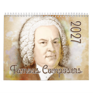 Calendrier Portraits de compositeurs dans le style aquarelle,