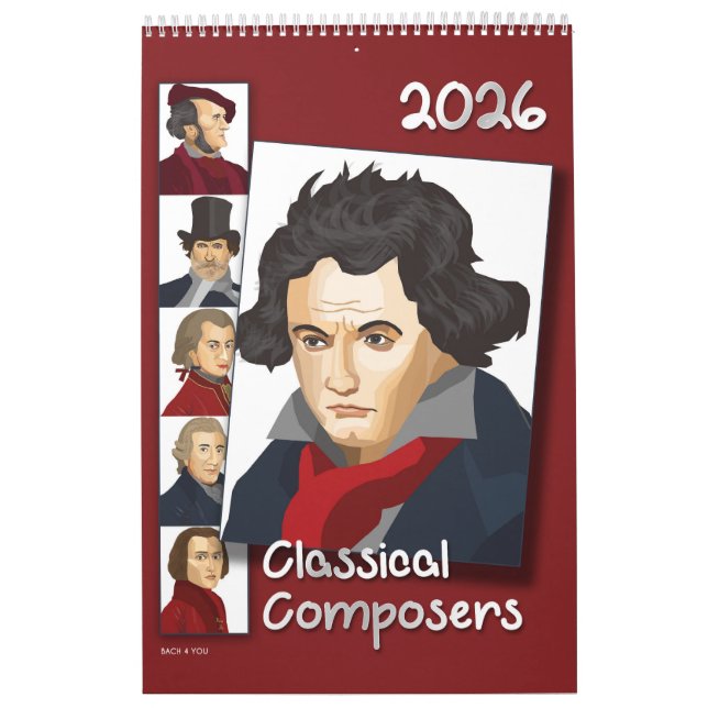 Calendrier Portraits de compositeurs, Style moderne, 2026 (Protection)