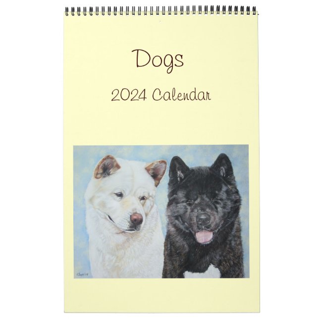 Calendrier portraits originaux peintures de chiens 2024 (Protection)
