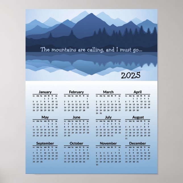 Calendrier Poster Blue Mountain Reflections 2025 (Devant)