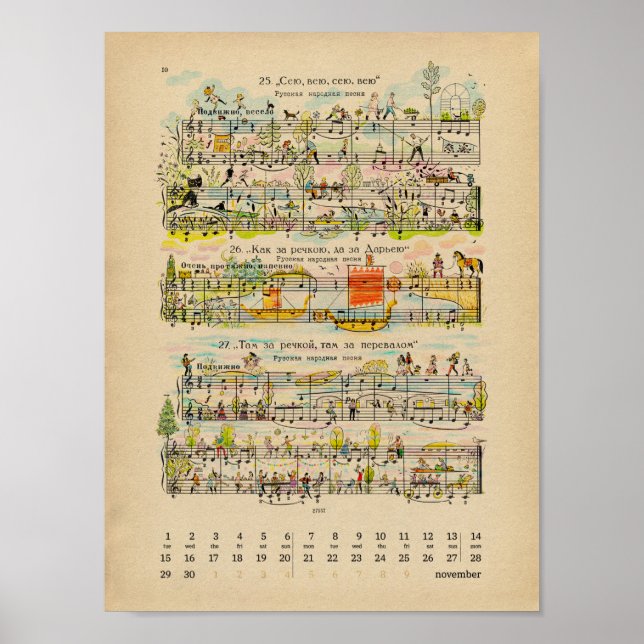 Calendrier Poster de Notes Heureuses Novembre 2022 (Devant)