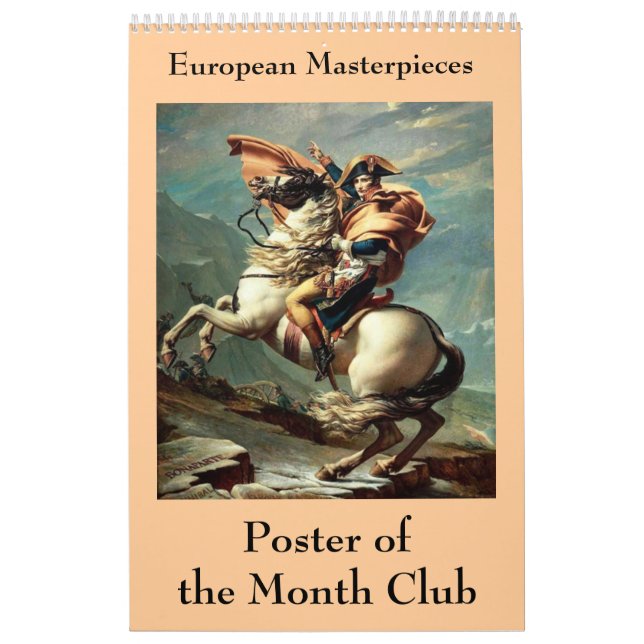 Calendrier Poster des chefs-d'oeuvre européens du Month Club (Protection)
