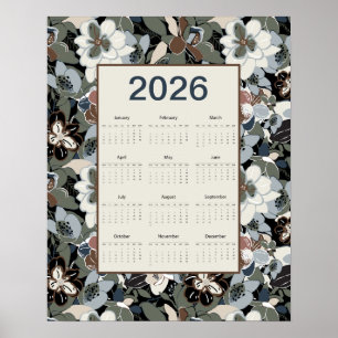 Calendrier Poster Floral Magnolia 2026