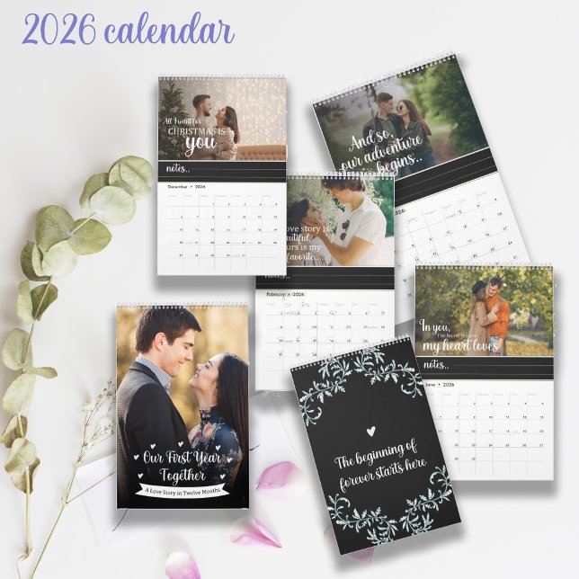 Calendrier Première Année Ensemble Photo Nouveautés Citations (First Year Together Newlywed Photo Romantic Quotes Calendar)