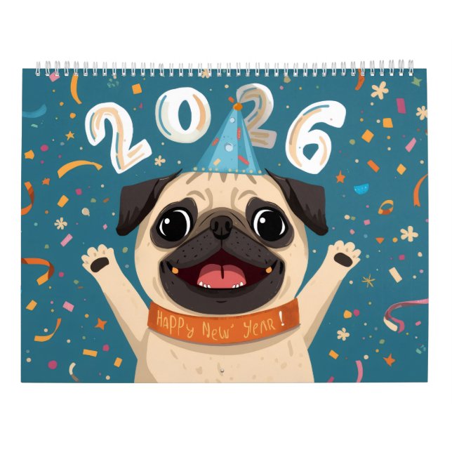 Calendrier  “Pugs of Joy: A 2026 Celebration Calendar” (Dos)
