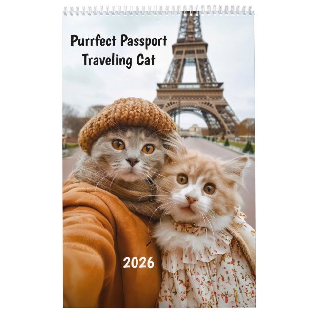 Calendrier Purrfect Passport – 2026 Traveling Cat Calendar (Protection)