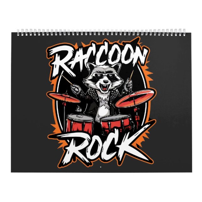 Calendrier Raccoon Rock T-shirt - Funny Raccoon Cowboy Design (Protection)