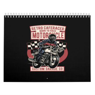 Calendrier racer de café rétro né de la moto de course