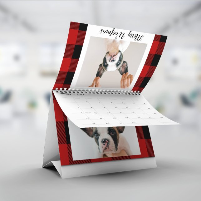 Calendrier Red Buffalo Plaid & Joyeux Woofmas Avec Photo Chie (Créateur téléchargé)