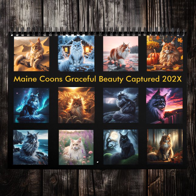 Calendrier Regal Maine Coons : Beauté gracieuse capturée 202X (Créateur téléchargé)