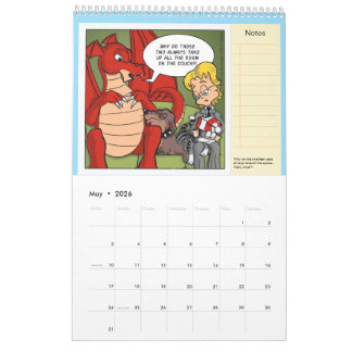 Calendrier Resident Dragon Cartoons by David Arandle Calendar