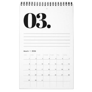 Calendrier Rétro minimaliste sans photo noir et blanc 2025
