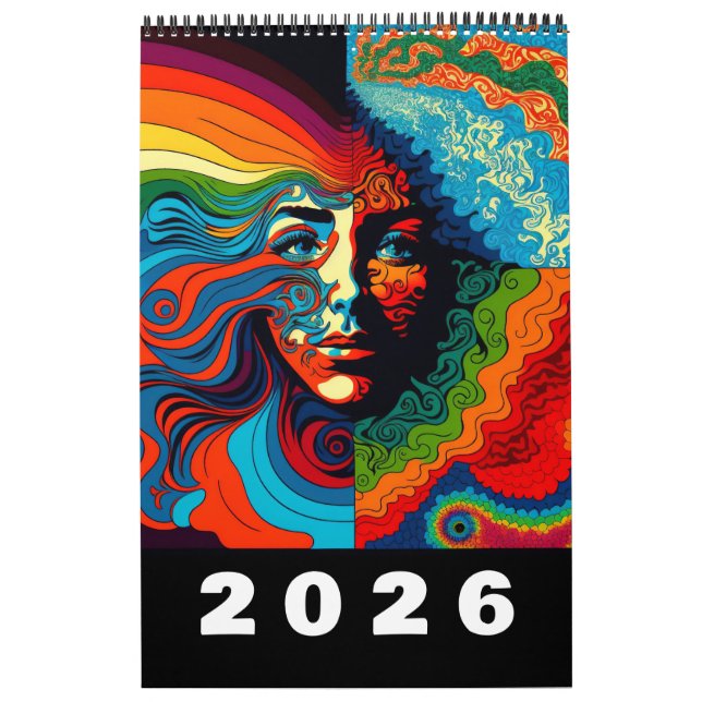 Calendrier Retro Sixties Psychedelic Art 2026 (Protection)
