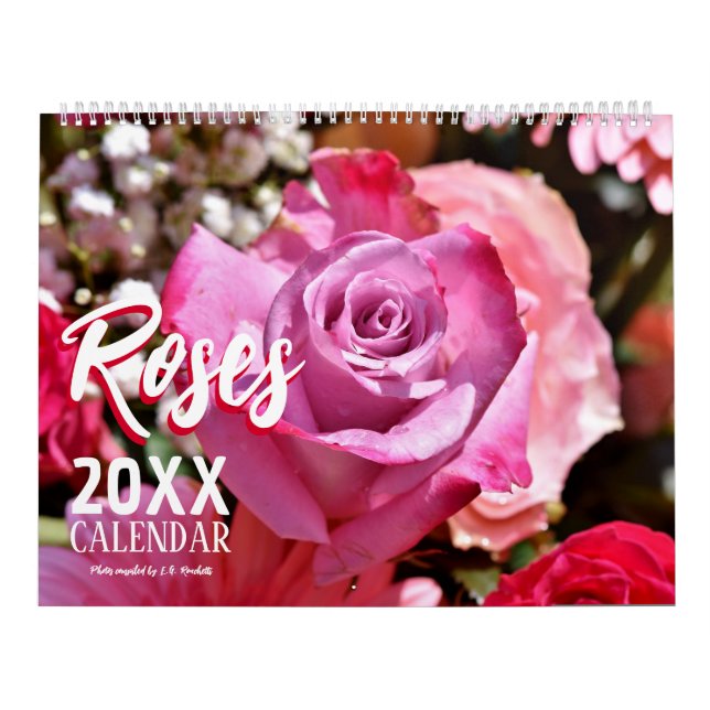 Calendrier Rose 2025 Fleurs florales murales (Protection)
