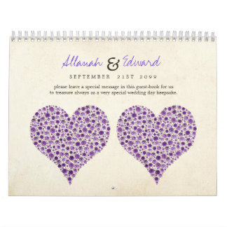 Calendrier Roses de Purple Heart épousant le livre de signe