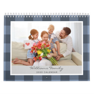 Calendrier Rustic Buffalo Plaid Farmhouse Family Photo 2024