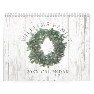 Calendrier Rustic Laurel Wreath Farmhouse Family Photo 2023