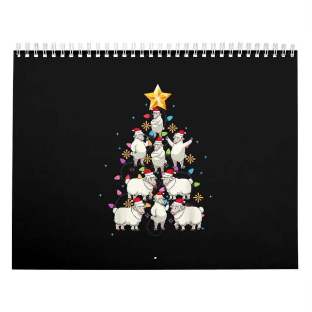 Calendrier Santa Sheep Christmas Tree Lights Funny Sheep Veni (Protection)