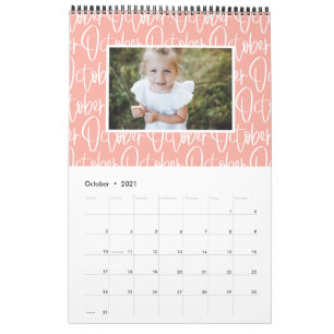 Calendrier Script de photo plume marqueur moderne rainbow cal