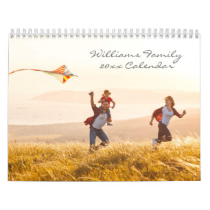 Calendrier Script moderne Simple Custom Family Photo 2024