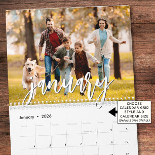 Calendrier Script personnalisé pour photo unique moderne