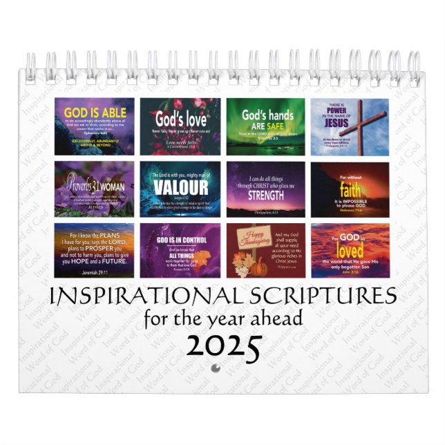 Calendrier SCRIPTURES INSPIRATIONNELLES 2025 Bible chrétienne (Protection)