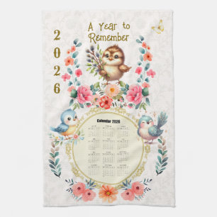 Calendrier Serviette 2026 Mignon Folklorique Fleur