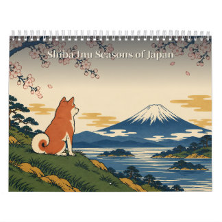 Calendrier Shiba Inu Japanese Seasons Ukiyo-e Art