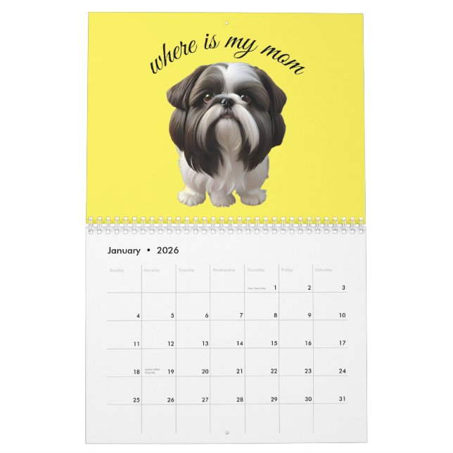Calendrier Shih Tzu - Où Est Ma Mère (Jan 2026)