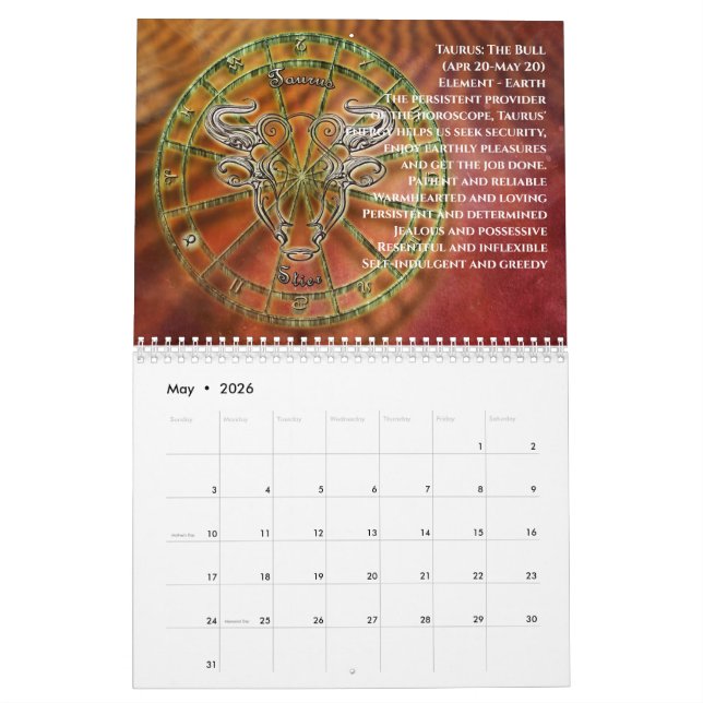 Calendrier Signes du Zodiaque (Mai 2026)
