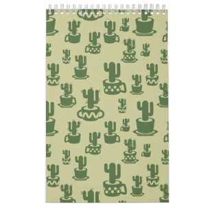 Calendrier Silhouette de cactus succulent en tasses et pots