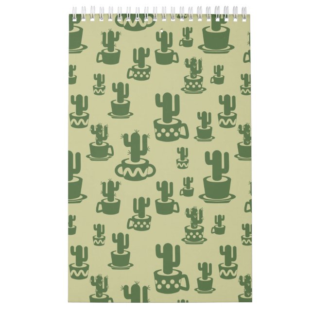 Calendrier Silhouette de cactus succulent en tasses et pots (Protection)