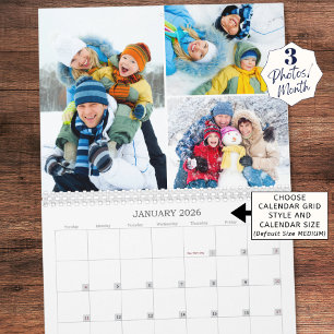 Calendrier Simple 3 Photos Par Mois