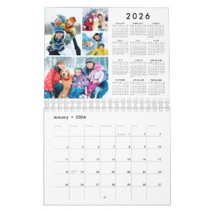 Calendrier Simple 4 Photos Par Mois 2026 Vue Annuelle