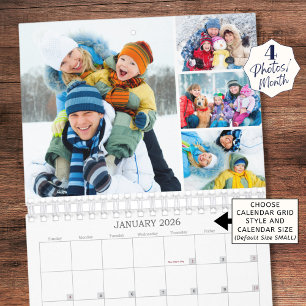 Calendrier Simple Collage Photo Personnalisé 4 Par Mois