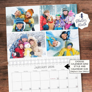 Calendrier Simple Collage Photo Personnalisé 4 Par Mois