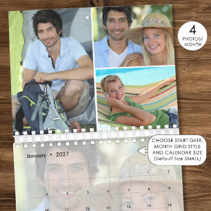 Calendrier Simple Collage Photo Personnalisé 4 Par Mois