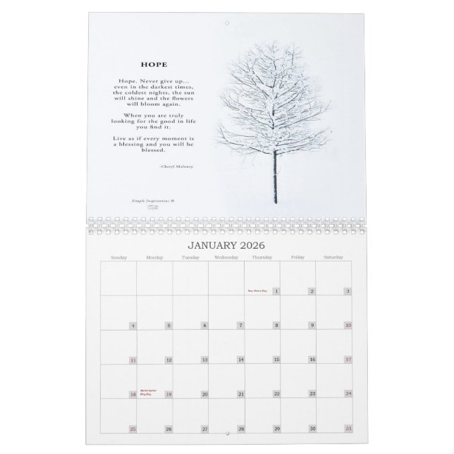 Calendrier simple des inspirations 2013 (Jan 2026)