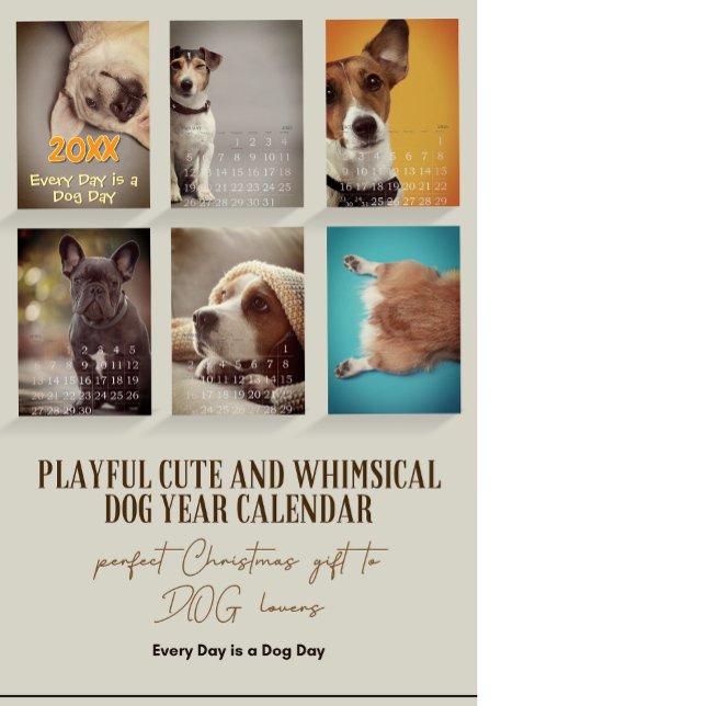 Calendrier Simple Jouer mignon et Whimsical année de CHIEN (Créateur téléchargé)