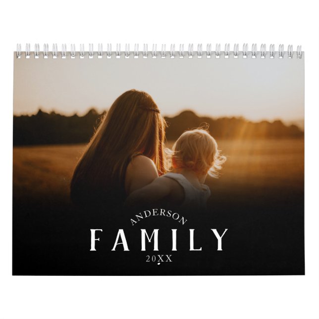 Calendrier Simple minimaliste photo de famille moderne (Protection)