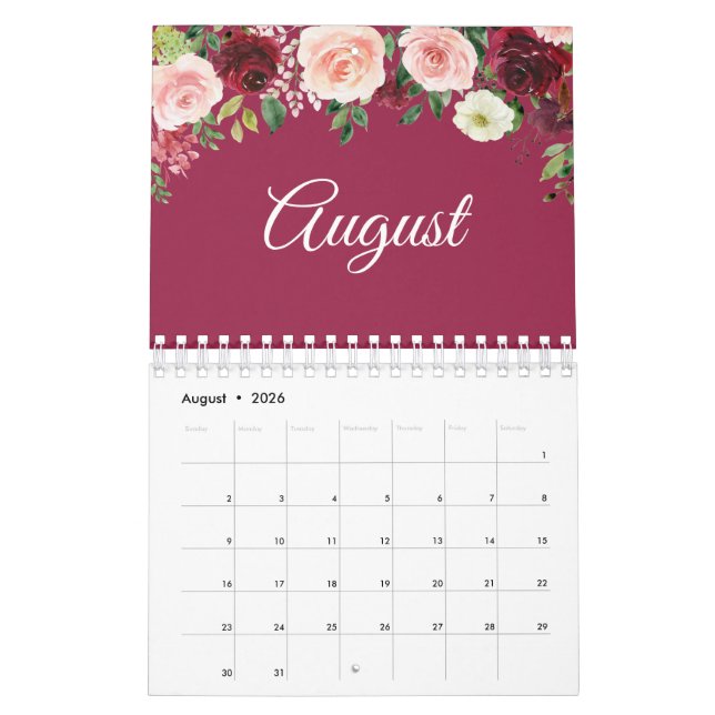 Calendrier Simple photo de famille florale 2024 (Aug 2026)