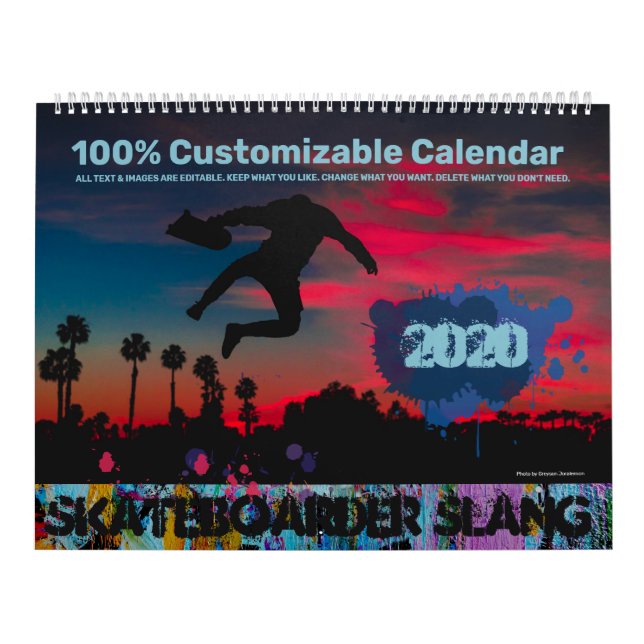 Calendrier Skaterboarder Slang personnalisable (Protection)
