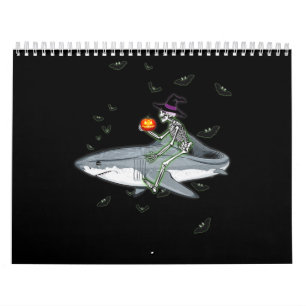Calendrier Skeleton équitation requin - Drôle cadeau Hallowee