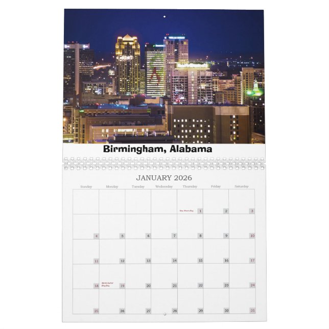 Calendrier Skylines des États-Unis (Jan 2026)