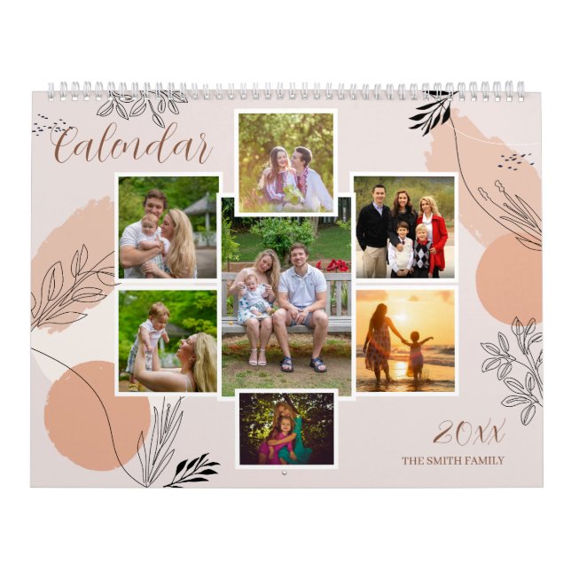 Calendrier Souvenirs de famille florale garde photo personnal (Protection)