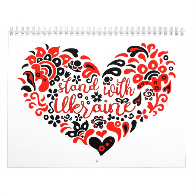 Calendrier Soyez avec l'Ukraine lettrage et coeur (Protection)